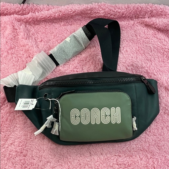 Coach Two-Tone Green and Black Belt Bag - Picture 1 of 7